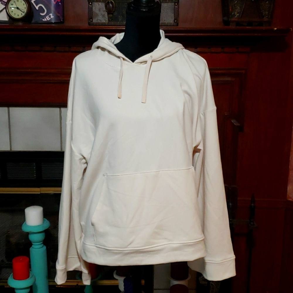 Women's Bell Sleeve Pullover Hooded Sweatshirt All in Motion Cream Size XXL
